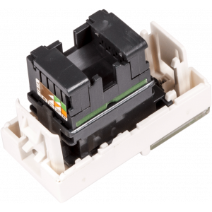 22.5x45 Mosaic insert, RJ-45 UTP, category 6, with shutter and enlarged label field, white